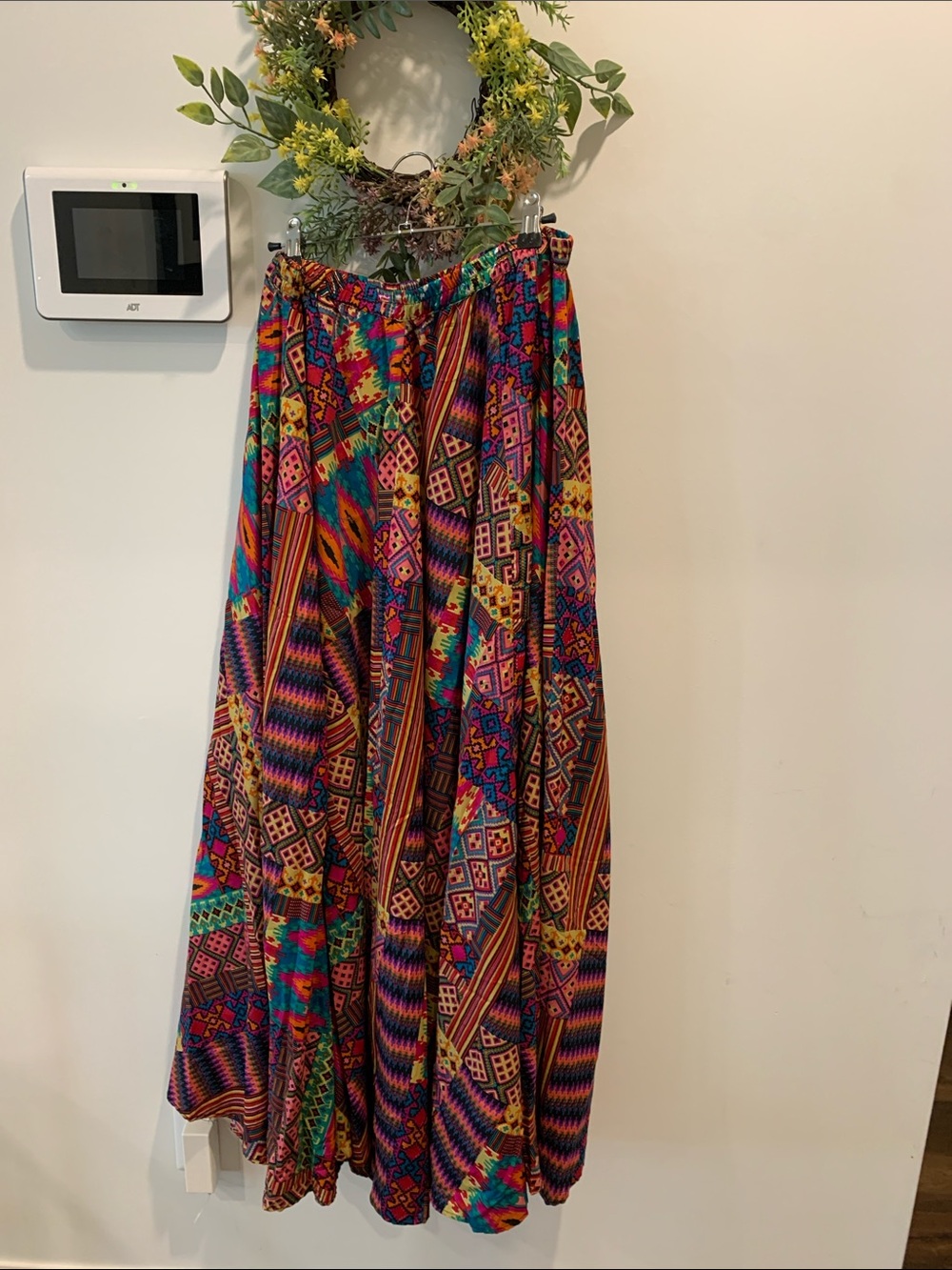 Mix Nouveau vintage Vibrant Multi-Color Boho Maxi Skirt- very full XL NWOT